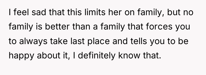 I feel sad that this limits her on family, but...