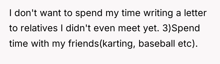 I don't want to spend my time writing a letter...
