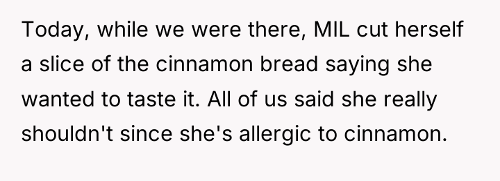 Today, while we were there, MIL cut herself a slice...