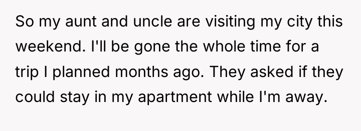 So my aunt and uncle are visiting my city this...