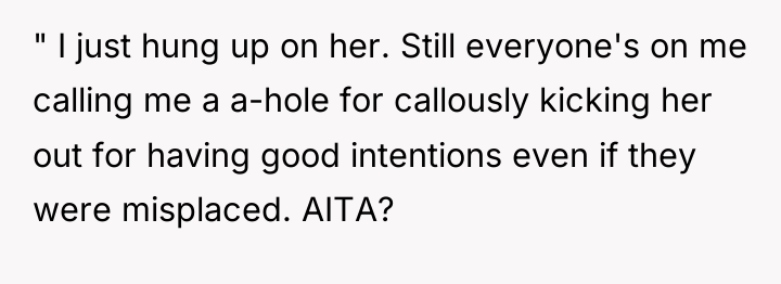 " I just hung up on her. Still everyone's on...