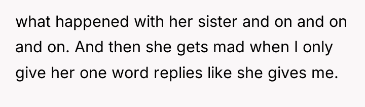 what happened with her sister and on and on and...