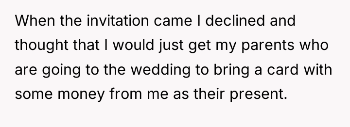 When the invitation came I declined and thought that I...