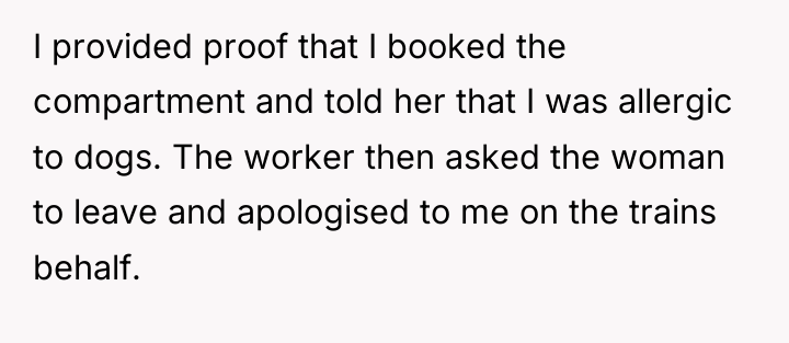 I provided proof that I booked the compartment and told...