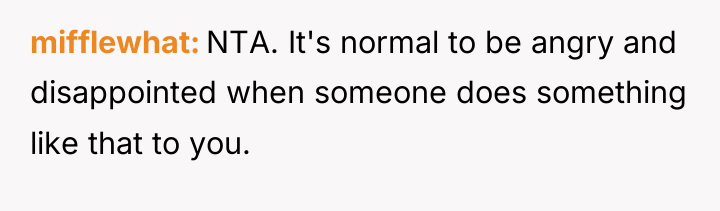 mifflewhat NTA. It's normal to be angry and disappointed when...
