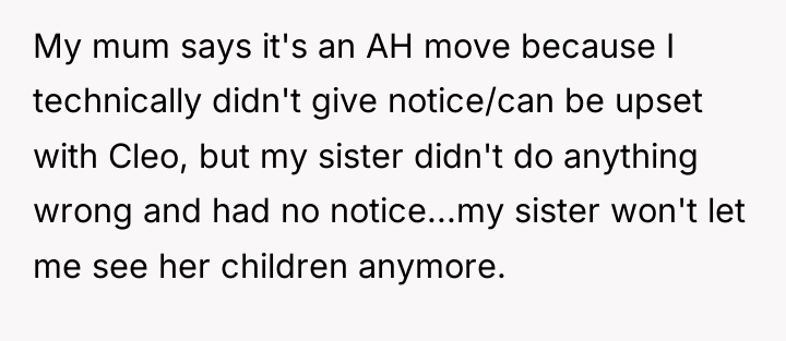 My mum says it's an AH move because I technically...