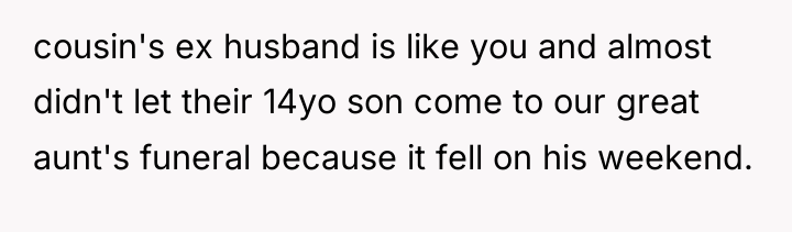 cousin's ex husband is like you and almost didn't let...