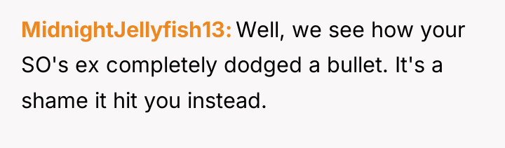 MidnightJellyfish13 Well, we see how your SO's ex completely dodged...