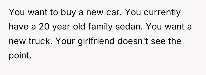 You want to buy a new car. You currently have...