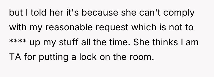 but I told her it's because she can't comply with...