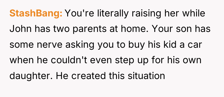 StashBang You're literally raising her while John has two parents...