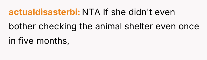 actualdisasterbi NTA If she didn't even bother checking the animal...