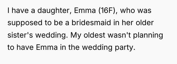 I have a daughter, Emma (16F), who was supposed to...