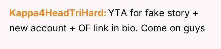 Kappa4HeadTriHard YTA for fake story + new account + OF...