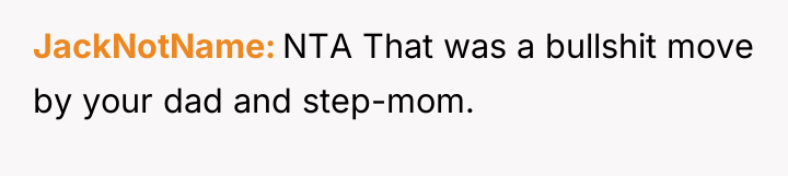JackNotName NTA That was a bullshit move by your dad...