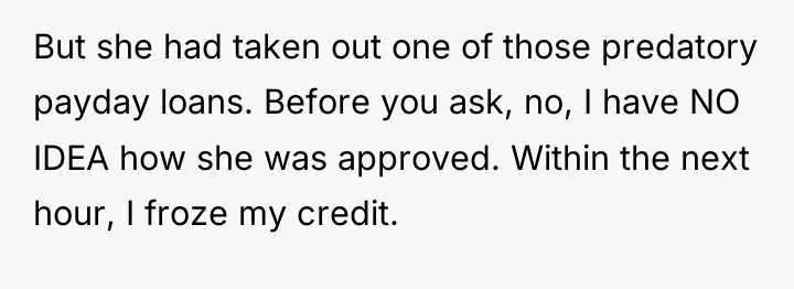 But she had taken out one of those predatory payday...