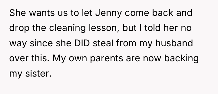 She wants us to let Jenny come back and drop...