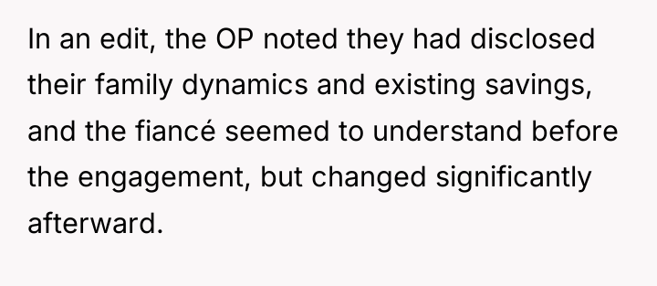 In an edit, the OP noted they had disclosed their...
