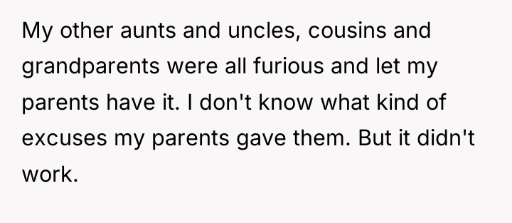 My other aunts and uncles, cousins and grandparents were all...