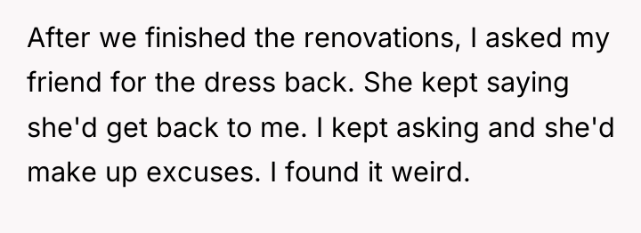 After we finished the renovations, I asked my friend for...