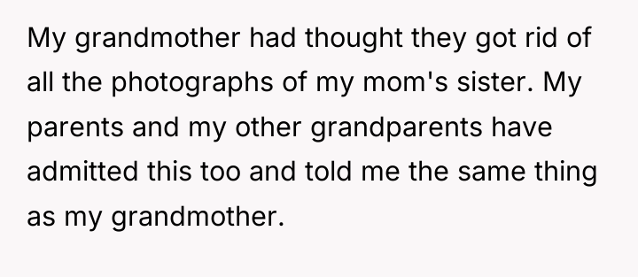 My grandmother had thought they got rid of all the...