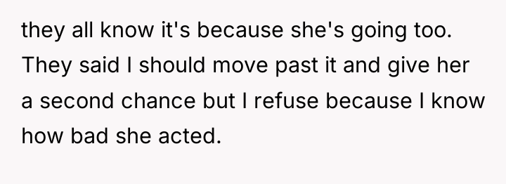they all know it's because she's going too. They said...