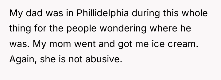 My dad was in Phillidelphia during this whole thing for...