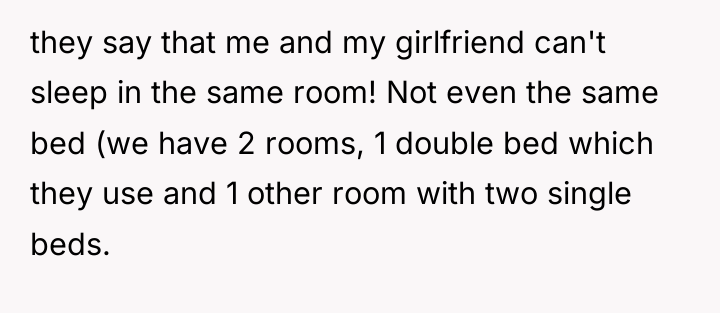 they say that me and my girlfriend can't sleep in...