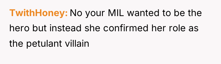 TwithHoney No your MIL wanted to be the hero but...