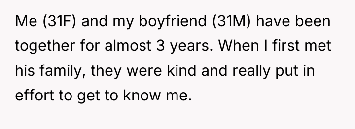 Me (31F) and my boyfriend (31M) have been together for...