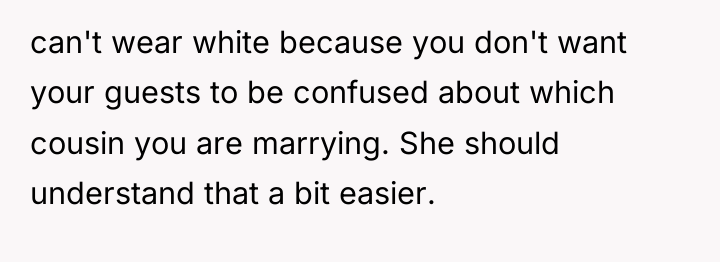 can't wear white because you don't want your guests to...