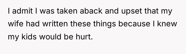 I admit I was taken aback and upset that my...