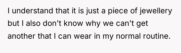 I understand that it is just a piece of jewellery...