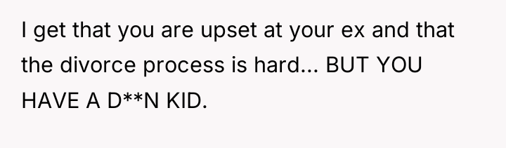 I get that you are upset at your ex and...