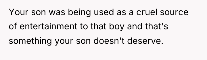 Your son was being used as a cruel source of...