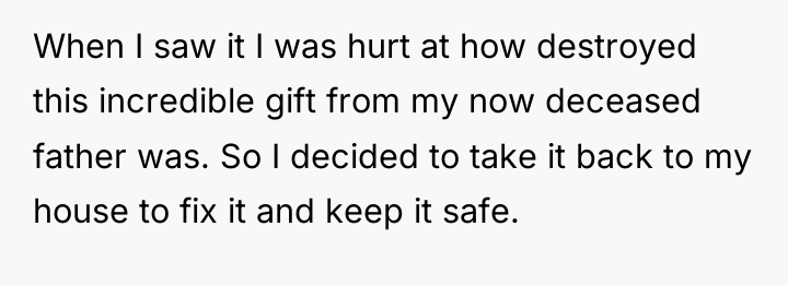When I saw it I was hurt at how destroyed...