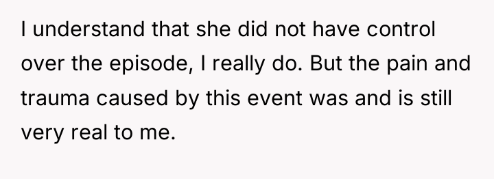 I understand that she did not have control over the...
