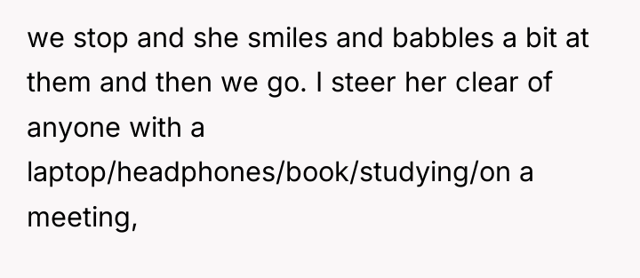 we stop and she smiles and babbles a bit at...