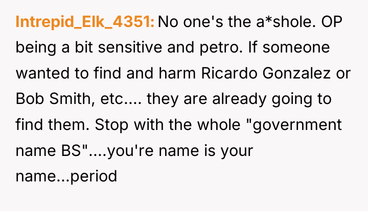 Intrepid_Elk_4351 No one's the a*shole. OP being a bit sensitive...
