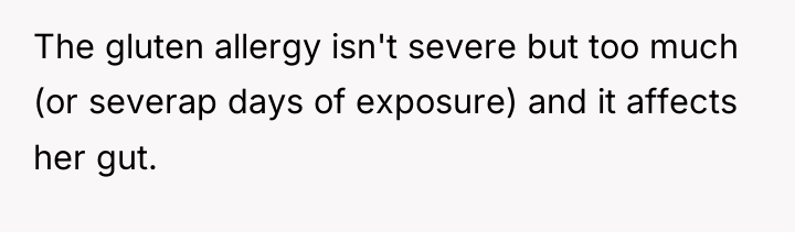 The gluten allergy isn't severe but too much (or severap...