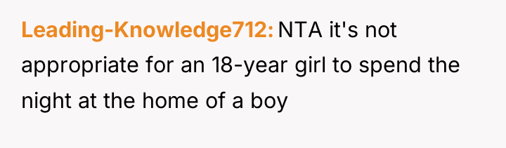 Leading-Knowledge712 NTA it's not appropriate for an 18-year girl to...