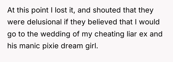 At this point I lost it, and shouted that they...