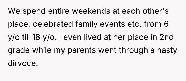 We spend entire weekends at each other's place, celebrated family...