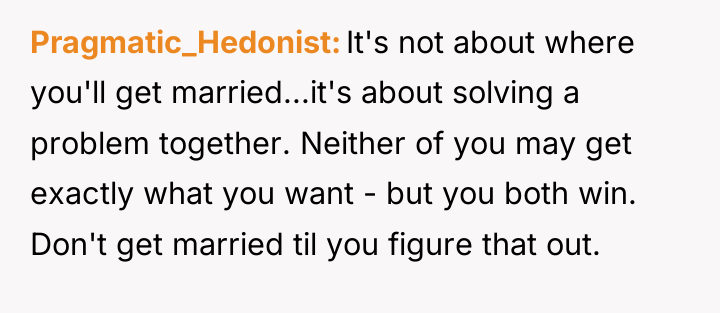 Pragmatic_Hedonist It's not about where you'll get married...it's about solving...