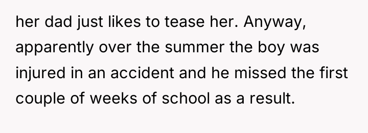 her dad just likes to tease her. Anyway, apparently over...