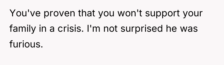You've proven that you won't support your family in a...