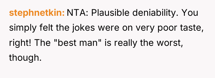 stephnetkin NTA: Plausible deniability. You simply felt the jokes were...