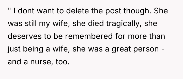 " I dont want to delete the post though. She...