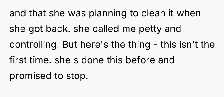 and that she was planning to clean it when she...