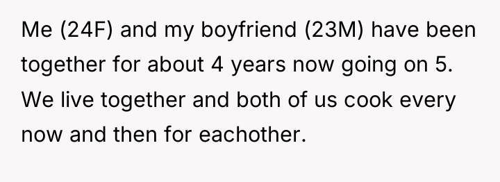 Me (24F) and my boyfriend (23M) have been together for...